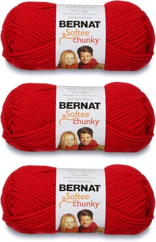 Vista 45 de Ovillo sólido Bernat Softee Chunky, Acrílico, Rojo Berry, Paquete de 1