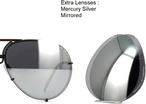 Vista 5 de Porsche Design P8478 Iconic Gafas De Sol D Negro/Gris Azul - 2.717 in, Azul, titanio, plata
