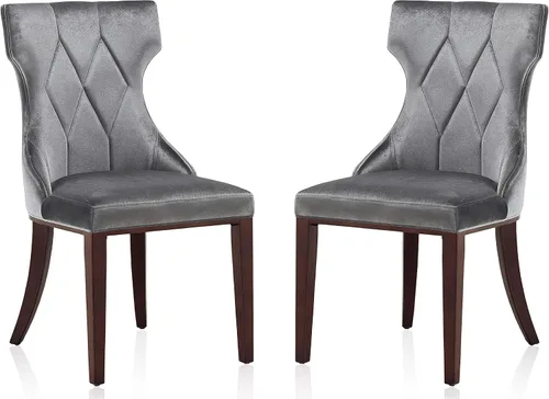 Vista 12 de Manhattan Comfort Reine MDining - Juego de 2, asientos tapizados con costuras de diamante, marco de madera de haya maciza, base de 4 patas, altura