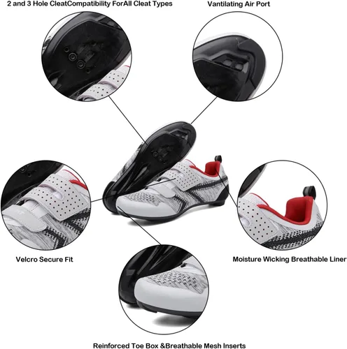 Vista 3 de Zapatos de ciclismo unisex compatibles con Pelaton para interiores y bicicletas de carretera para hombres y mujeres con clip de tacos Delta