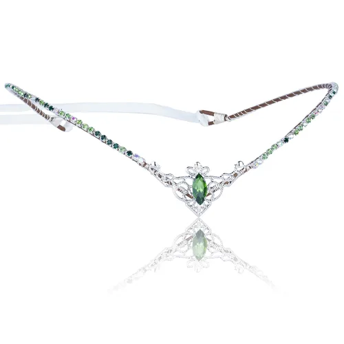 Vista 10 de MOSTORY Tiara negra hecha a mano con diamantes de imitación de elfo, corona de cristal de hada, círculos de cuarzo para mujeres, princesa