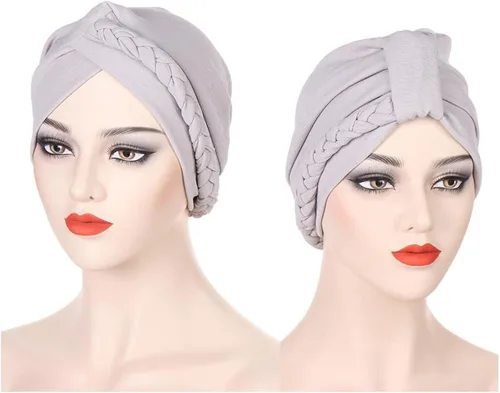 Vista 4 de Lucky staryuan Gorros para el cáncer de quimioterapia para mujer, suave y preatado, trenzado trenzado, turbante