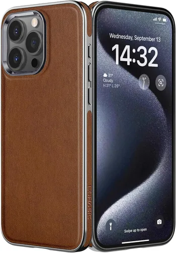 Vista 24 de LOHASIC Funda para iPhone 12 y iPhone 12 Pro - Fundas para teléfono i Phone 12 con borde cromado delgado, fundas de cuero de diseño suave, funda