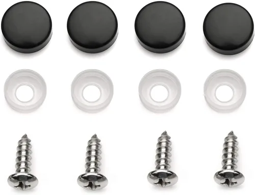 Vista 3 de Soporte de placa de matrícula de acero inoxidable duradero con refuerzo trasero (negro)