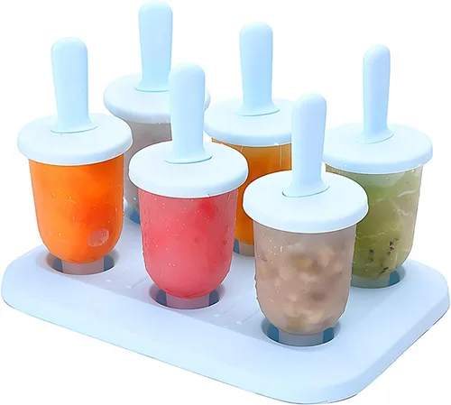 Vista 9 de 6 moldes para paletas de hielo, moldes de paletas con palos, para paletas de helado de bricolaje (azul, largo)