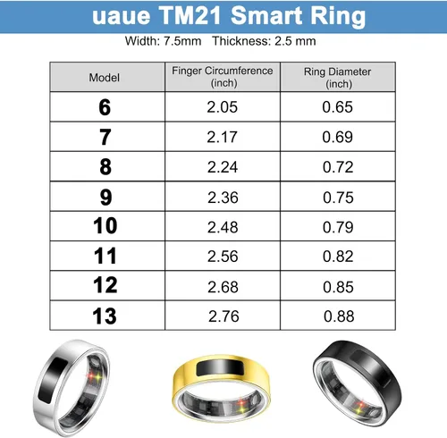 Vista 9 de uaue Anillo inteligente de salud para mujeres y hombres, alerta de vibración, control táctil, anillo de seguimiento de fitness con sueño/salud