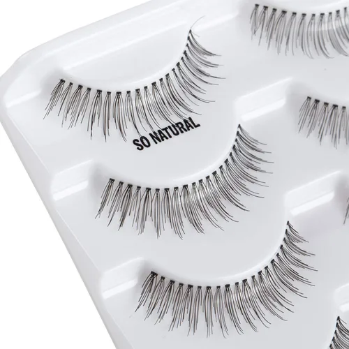 Vista 4 de ALICE Pestañas postizas naturales anudadas a mano, 5 pares, paquete múltiple de 110