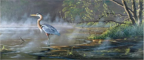 Vista 2 de Quiet Cove Great Blue Heron de Wilhelm Goebel, 8x19 pulgadas