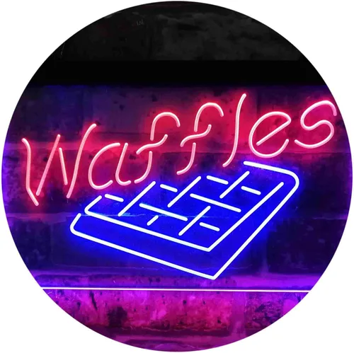 Vista 11 de ADVPRO Waffles Snack Café - Letrero de neón LED de doble color, azul y rojo, 12 x 8 pulgadas st6s32-i3820-br
