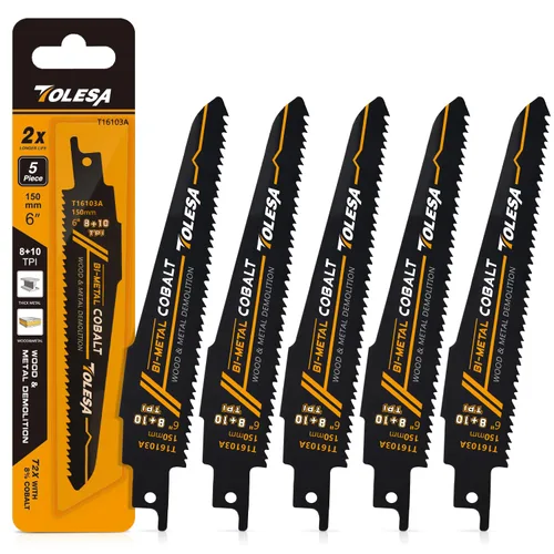 Vista 10 de TOLESA Hojas de sierra recíproca para corte de metales pesados, 6 pulgadas, 14 TPI para tubería, barras de refuerzo, hojas de sierra de sable