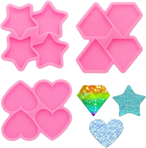 Vista 8 de Molde de silicona de resina de cabeza de animal lindo de 8 cavidades, mini conejo, corazón, caballo, robot, forma de cabeza de oso, molde