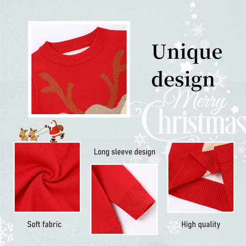 Vista 3 de Suéter de Navidad para bebé, niña, niño, suéter de manga larga, suéter de Navidad unisex de punto
