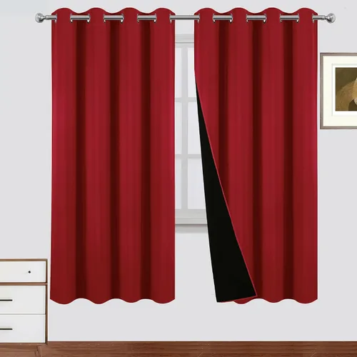 Vista 23 de LEMOMO Cortinas 100% opacas de 38 x 54 pulgadas, 2 paneles de oscurecimiento con aislamiento térmico para dormitorio