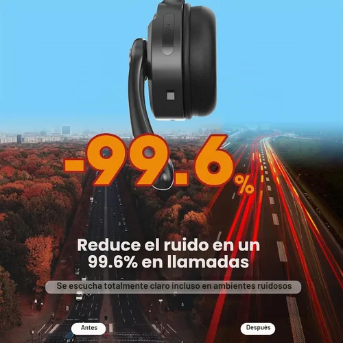 Vista 2 de Auriculares Bluetooth con micrófono, auriculares inalámbricos con cancelación de ruido, auriculares Bluetooth con base de carga de micrófono, botón