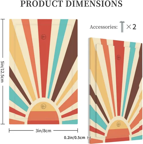 Vista 5 de Placa de pared abstracta con diseño de amanecer retro, arco iris, puesta de sol, sin dispositivo, placa de pared decorativa en blanco, placa frontal