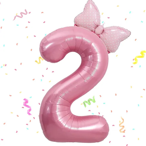 Vista 11 de Globo rosado de 40 pulgadas con número 4 y lazo mini para decoraciones de fiesta de cumpleaños número 4 de niña - Suministros de fiesta con tema rosa