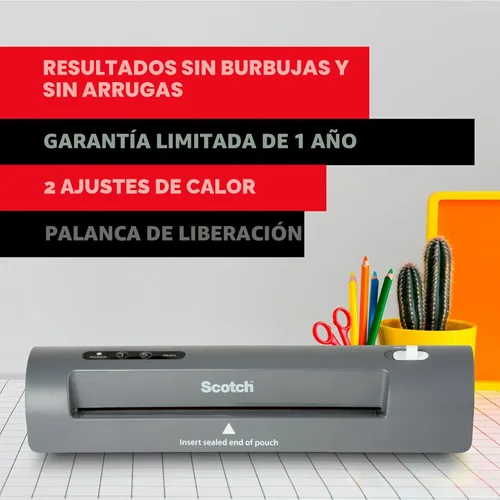 Vista 2 de Scotch - Paquete de laminador térmico y bolsa, sistema de 2 rodillos, laminación de hasta 9 pulgadas de ancho (TL901X) con bolsas de laminado