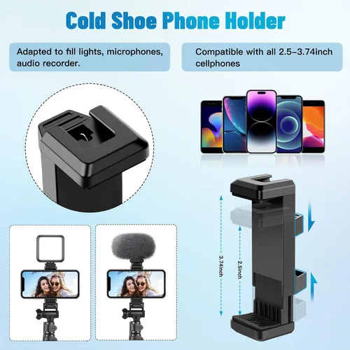 Vista 4 de Victiv - Trípode para teléfono de 1.78 metros (70 pulgadas), trípode para iPhone con control remoto y soporte para teléfono, resistente y estable