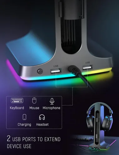 Vista 5 de FIFINE Streaming Microphone and Headphone Stand, USB Podcast Gaming PC Mic with Boom Arm, Pop Filter, Mute Button,RGB Headset Holder for Twitch