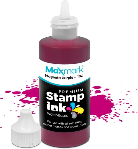 Vista 95 de MaxMark Premium - Tinta de recarga con punta de control en botella para sellos autoentintados, color negro - 1 onza