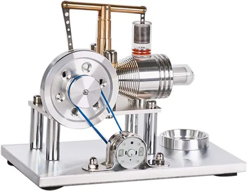 Vista 3 de Aire caliente Stirling Motor Generador de energía Modelo de motor alfa Kit de experimento de física educativa (B)