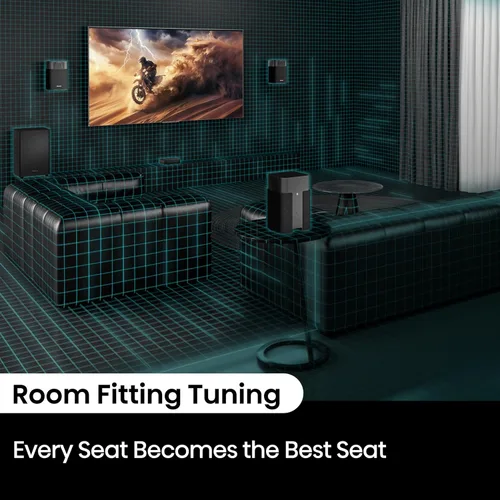 Vista 8 de Hisense HT Saturn - Barra de sonido de 4.1.2 canales con subwoofer inalámbrico, Dolby Atmos, DTS:X, Bluetooth 5.3, EzPlay, paso HDMI 4K, compatible