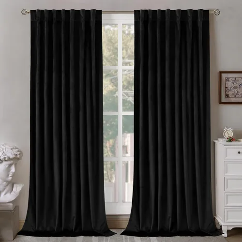 Vista 56 de BGment Cortinas de terciopelo rosa polvoriento, 2 paneles de 84 pulgadas, 2 paneles para sala de estar, aislamiento térmico de lujo, reducen
