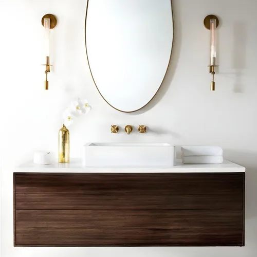 Vista 3 de LIGHTLAND Aplique de pared dorado, lámpara de pared moderna de metal y vidrio de 28 pulgadas, lámpara de pared para sala de estar, dormitorio