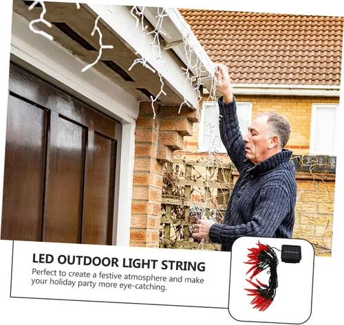Vista 2 de Uonlytech Cadena de lámpara decorativa única de pimienta luces solares cálidas para escena al aire libre Decorati