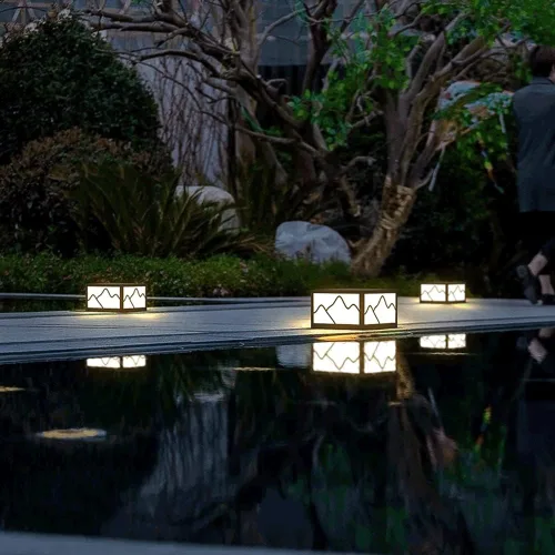 Vista 5 de Luces de poste al aire libre, lámpara solar LED para postes al aire libre, impermeable, luz de jardín moderna, cuadrada, acero inoxidable, lámpara