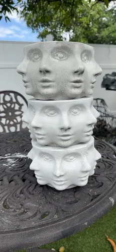 Vista 4 de Molde de silicona para plantador de cara de cabeza, multicara, molde de maceta de 8 pulgadas Interior/exterior, con forma de múltiples caras