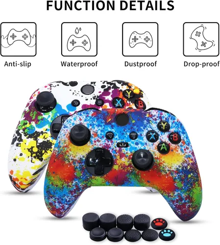 Vista 5 de 2 Pack Jusy Compatible with Xbox Series XS Controller Soft Silicone Cover Skin, Sweat-Proof Dust-Proof Anti-Slip Case Cover Protective Accessories
