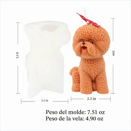 Vista 2 de Grainrain Jabón de silicona para perros 3D Craft cera de soja resina epoxi molde - Bichon Frise (SXY203)