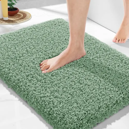Vista 39 de Yimobra Alfombras de baño en negro y blanco antideslizantes lavables, tapetes de baño ultra suaves y absorbentes de agua, alfombra de ducha suave