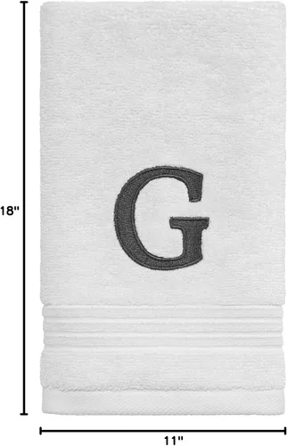 Vista 4 de Avanti Linens - Toalla de dedos, algodón suave y absorbente, decoración de baño bordada (colección de monogramas, inicial G)