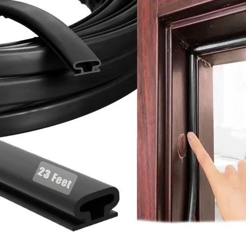 Vista 10 de Tira de sellado de goma para puerta, tira autoadhesiva de burlete para puerta, burlete en forma de D insonorizado e impermeable para marco de puerta