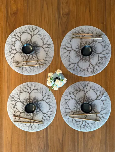 Vista 10 de Modern-Twist Mantel individual rectangular de silicona de 14 x 16 pulgadas, 100% silicona de grado alimenticio, estampado Asawa en niveles, paquete
