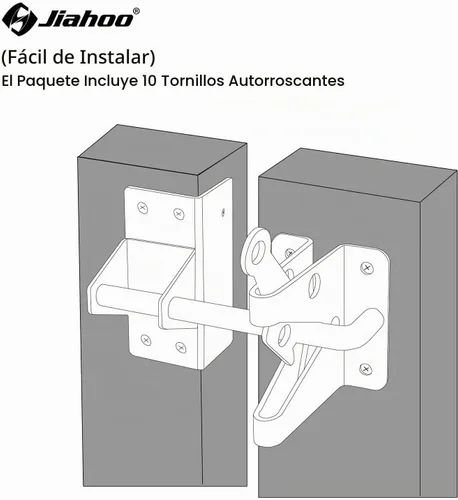 Vista 6 de Pestillo de puerta automático resistente para cercas de madera, puertas de metal autobloqueantes para cercas de vinilo que salen a la puerta