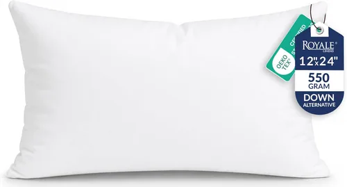 Vista 5 de ROYALE LINENS Relleno de almohada de 14 x 18 pulgadas, relleno alternativo de plumón, paquete de 1 almohada rectangular, almohadas de cama y sofá