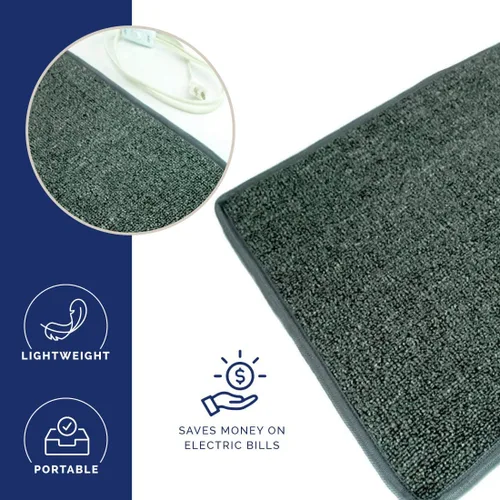 Vista 6 de Cozy Toes - Tapete calentador de pies alfombrado, almohadilla térmica de 70 vatios para debajo del escritorio y más, por Cozy Products