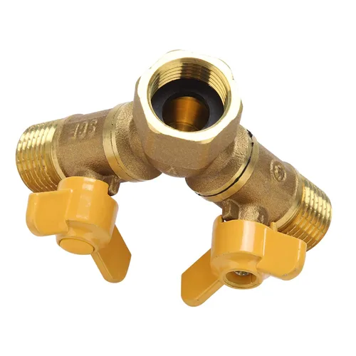 Vista 7 de Adaptador de grifo G1/2 de 2 vías con interruptor de válvula de cobre, separador de agua, conector de grifo para lavadora
