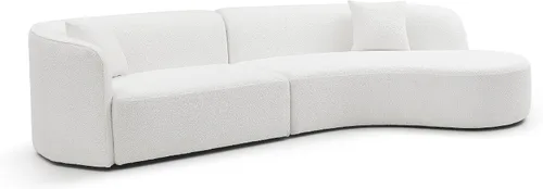 Vista 2 de Sofá curvado de 126 pulgadas, moderno sofá boucle, cómodo sofá nube, sofá de lujo de 4 asientos con almohadas para sala de estar/apartamento