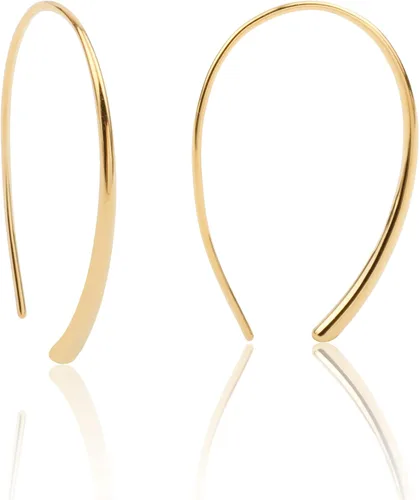 Vista 9 de Threader Earrings 925 Sterling Silver Pull Through Hoops Drop Dangle Minimal Everyday Earrings