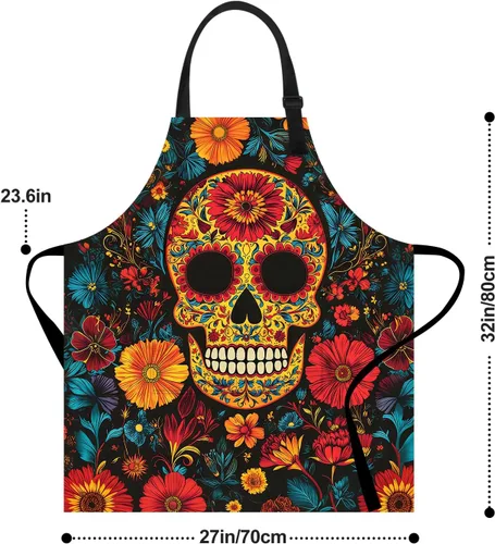 Vista 3 de ANNA QUEEN Delantal divertido para mujeres y hombres con bolsillos, delantales de cocina ajustables para cocinar, hornear, jardinería, lindo delantal