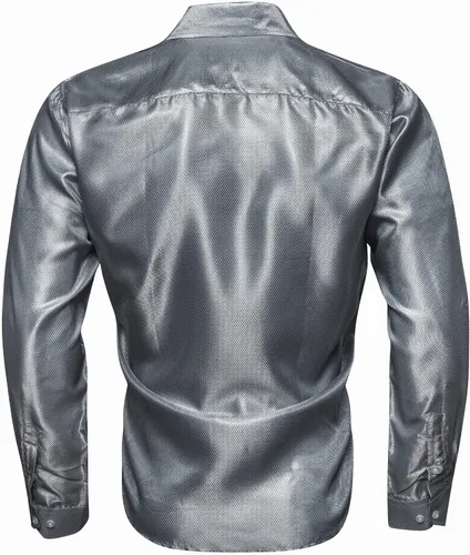Vista 5 de Barry.Wang Shirts for Men Fancy Long Sleeve Dress Shirt Shiny Button Sequin Regular Fitted Shirts