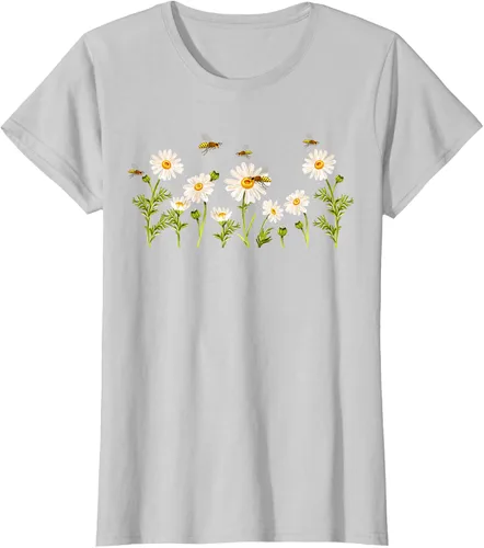 Vista 20 de Marguerites Daisy - Camiseta de verano con margaritas de jardín de flores, Negro, S