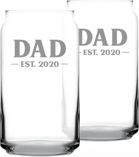 Vista 24 de Dad Est 20XX - Vaso de cerveza para padres primerizos, regalo personalizado de 16 onzas