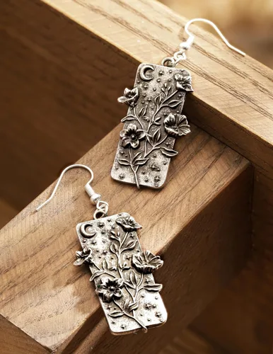 Vista 3 de HAQUIL Pendientes colgantes retro vintage, regalo de joyería para mujer, Zinc, No es una piedra preciosa