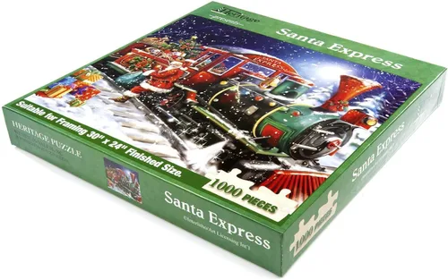 Vista 2 de Heritage Puzzle Presents: Santa Express - 1000 piezas - 30" x 24" Tamaño acabado