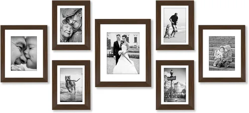 Vista 26 de Americanflat Juego de 10 marcos de fotos con vidrio inastillable, juego de marcos de pared para galería con dos marcos de 8 x 10, cuatro de 5 x 7